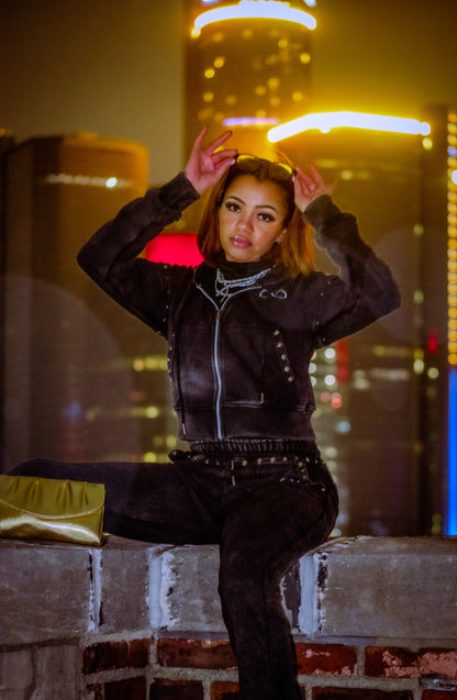 Black Acid-Washed Jacket